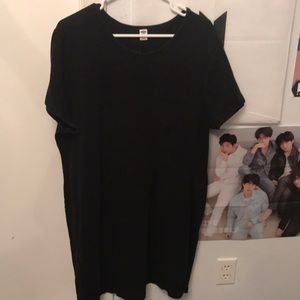 A black tee shirt dress